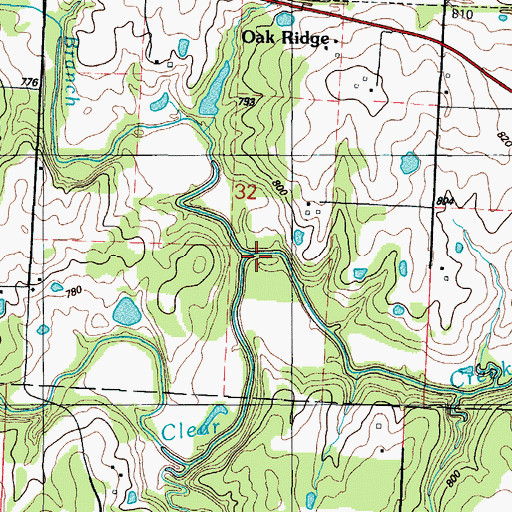 Topographic Map of Robinson Branch, MO