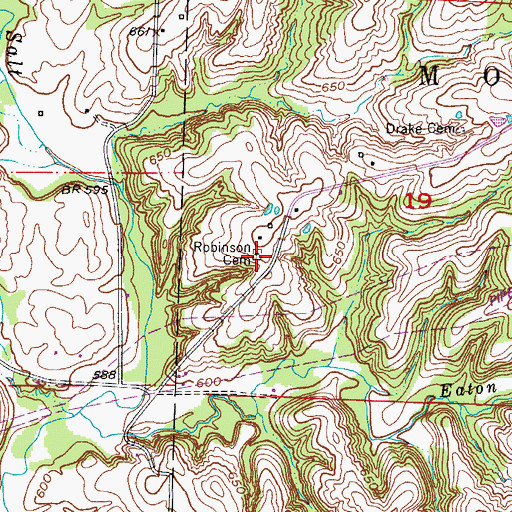 Topographic Map of Robinson Cemetery, MO