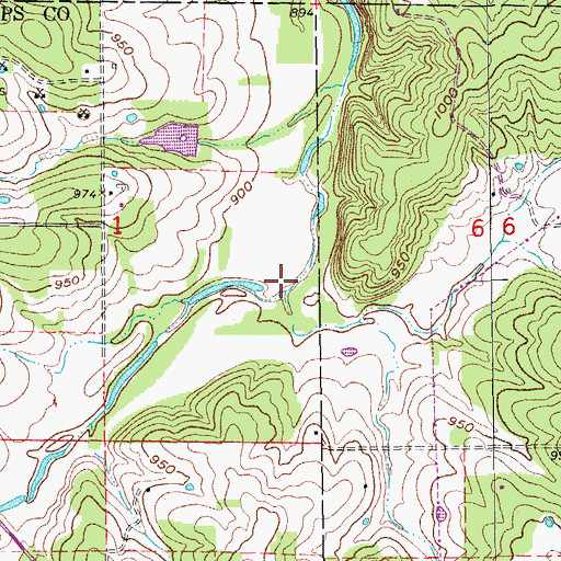 Topographic Map of Robinson Creek, MO