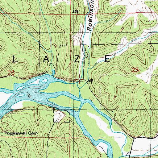 Topographic Map of Robinson Hollow, MO