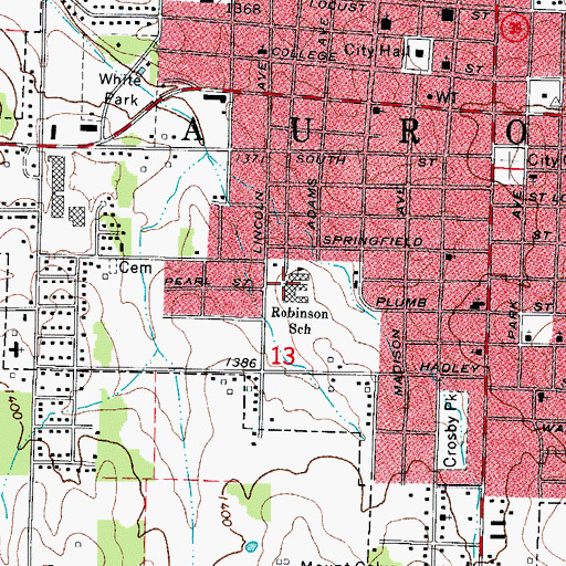 Topographic Map of Robinson Elementary School, MO