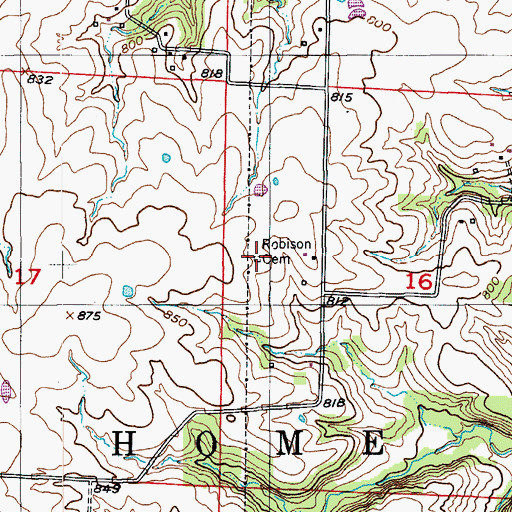 Topographic Map of Robison Cemetery, MO
