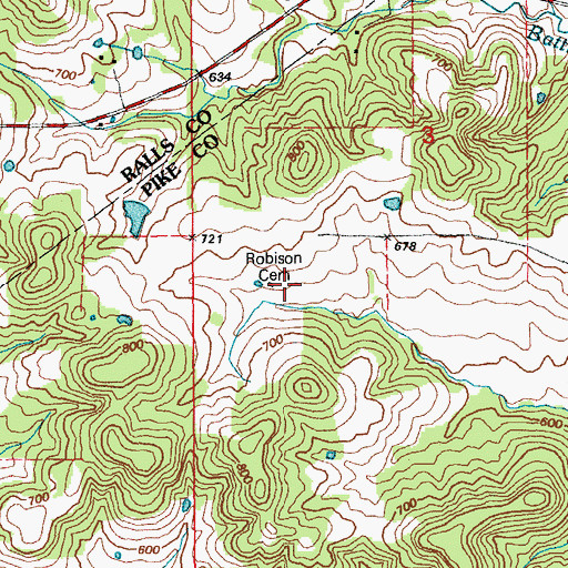 Topographic Map of Robison Cemetery, MO
