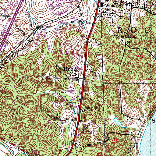 Topographic Map of Rock Church, MO