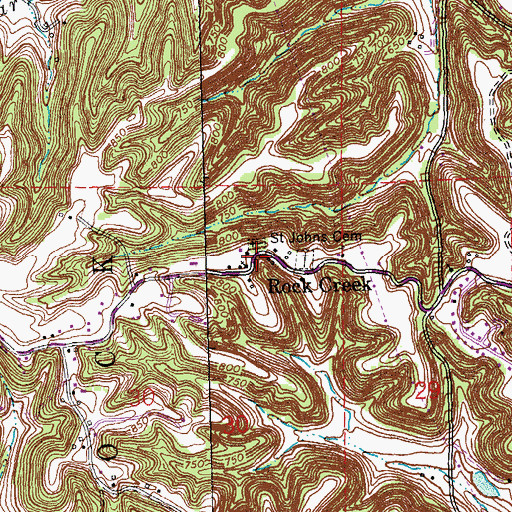Topographic Map of Rock Creek, MO