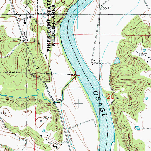 Topographic Map of Rock Creek, MO
