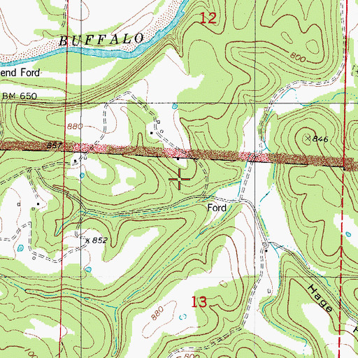 Topographic Map of Manes Town School, AR