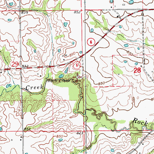 Topographic Map of Rock Creek Cemetery, MO