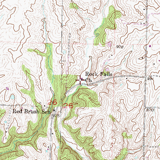 Topographic Map of Rock Falls Church, MO
