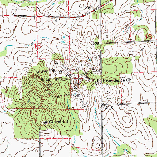 Topographic Map of Rock Hill Cemetery, MO