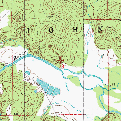 Topographic Map of Rock Hill School, MO