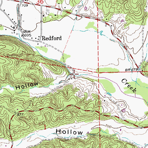 Topographic Map of Rock Hollow, MO
