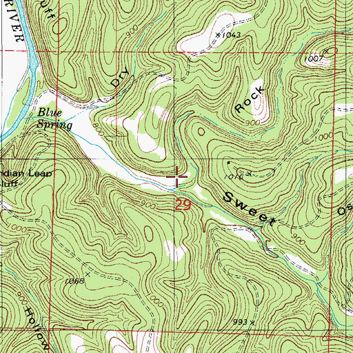 Topographic Map of Rock Hollow, MO