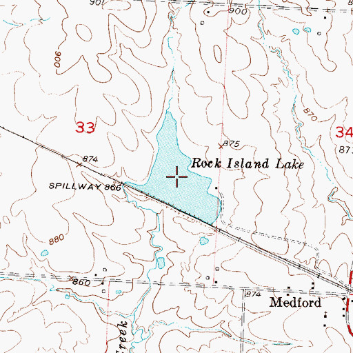 Topographic Map of Rock Island Lake, MO