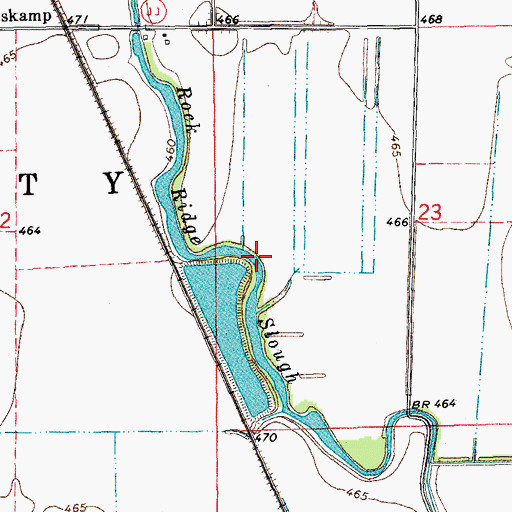 Topographic Map of Rock Ridge Slough, MO