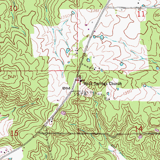 Topographic Map of Rock Spring Church, MO