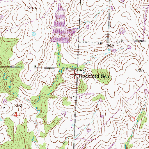 Topographic Map of Rockford School (historical), MO