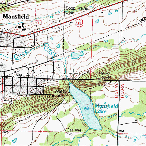 Topographic Map of Mansfield Lake, AR