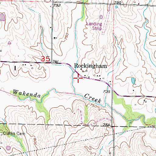 Topographic Map of Rockingham, MO