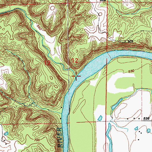 Topographic Map of Rocklick Branch, MO