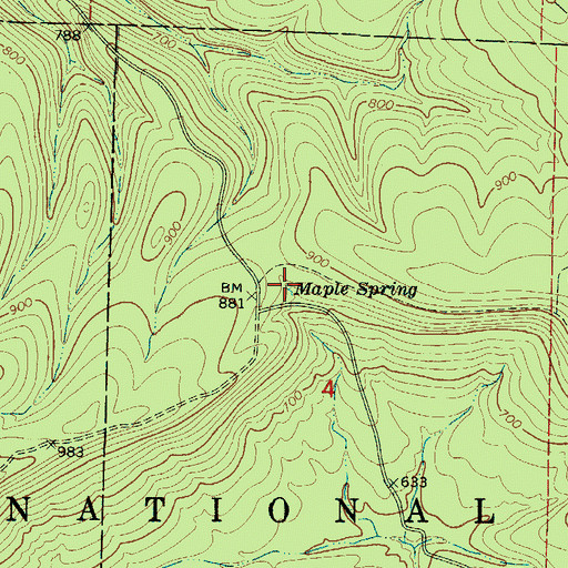 Topographic Map of Maple Spring, AR