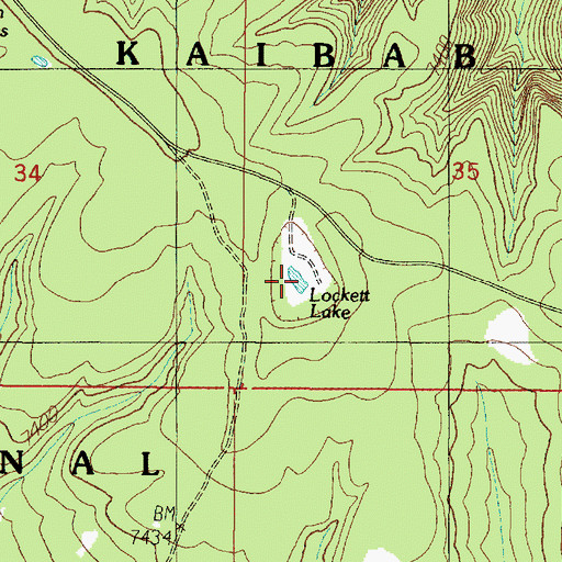 Topographic Map of Lockett Lake, AZ