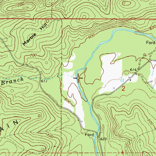 Topographic Map of Marble Branch, AR
