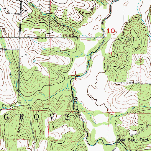 Topographic Map of Rocky Branch, MO