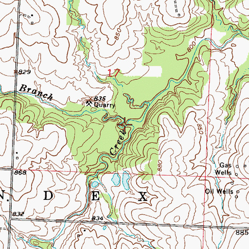 Topographic Map of Rocky Branch, MO