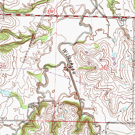 Topographic Map of Rocky Branch, MO