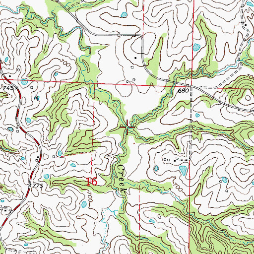 Topographic Map of Rocky Branch, MO