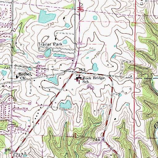 Topographic Map of Rock Bridge Elementary School, MO