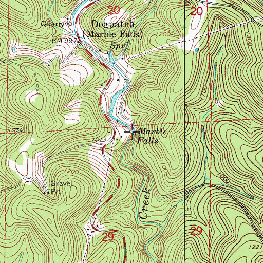 Topographic Map of Marble Falls, AR