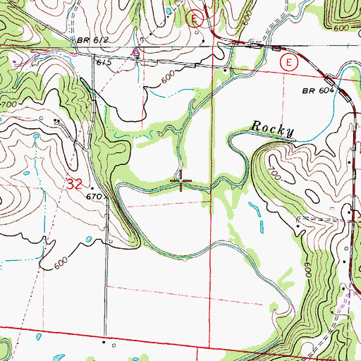 Topographic Map of Rocky Fork Creek, MO