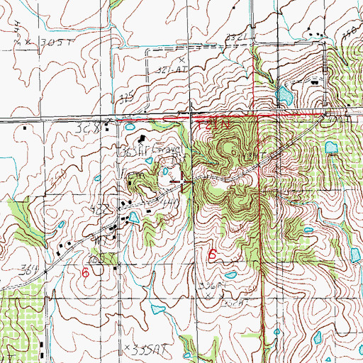 Topographic Map of Rocky Hill Cemetery, MO