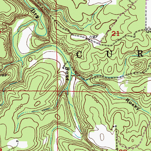 Topographic Map of Rocky Hollow, MO