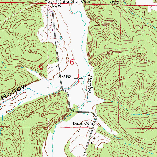 Topographic Map of Rocky Hollow, MO