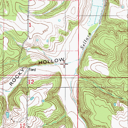 Topographic Map of Rocky Hollow, MO