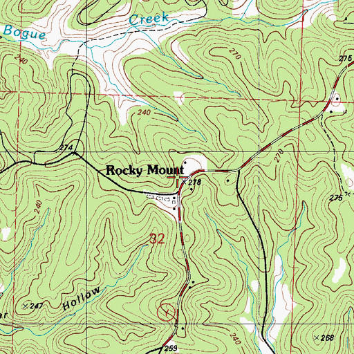 Topographic Map of Rocky Mount, MO
