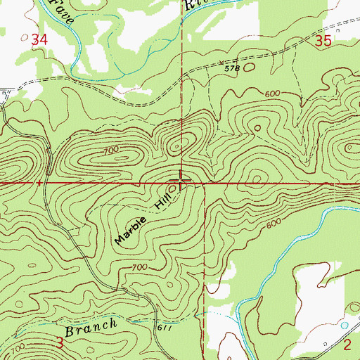 Topographic Map of Marble Hill, AR