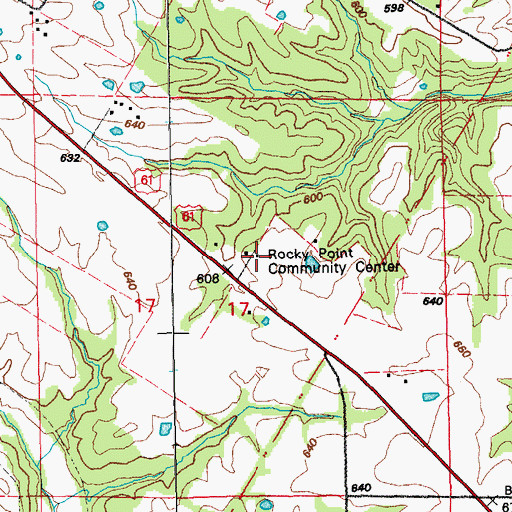 Topographic Map of Rocky Point Community Center, MO