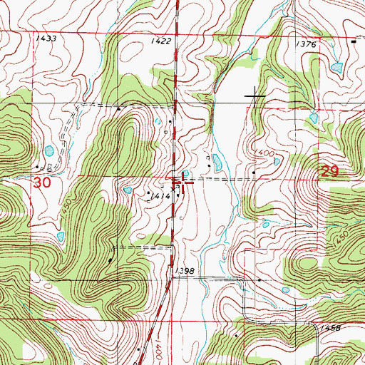Topographic Map of Rocky Point School, MO
