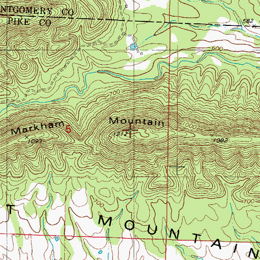 Topographic Map of Markham Mountain, AR