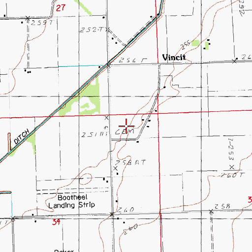 Topographic Map of Rogers Cemetery, MO