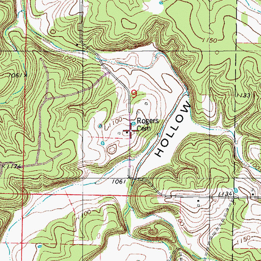 Topographic Map of Rogers Cemetery, MO