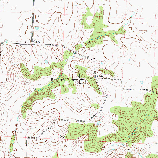 Topographic Map of Rogers Cemetery, MO