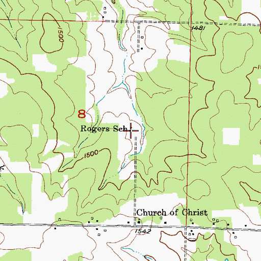 Topographic Map of Rogers School, MO