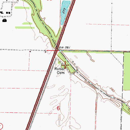 Topographic Map of Roher Cemetery, MO