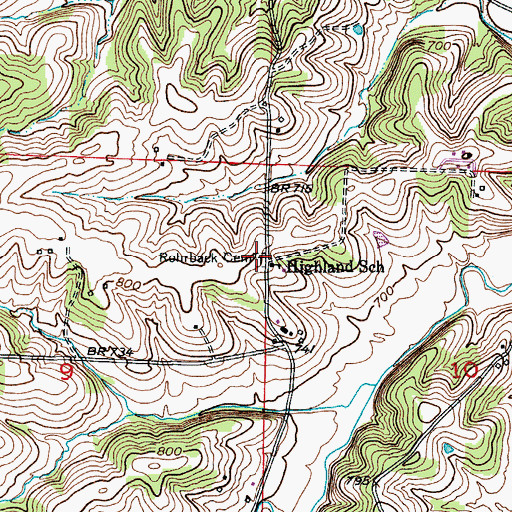 Topographic Map of Rohrback Cemetery, MO