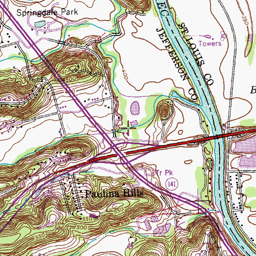 Topographic Map of Romaine Creek, MO